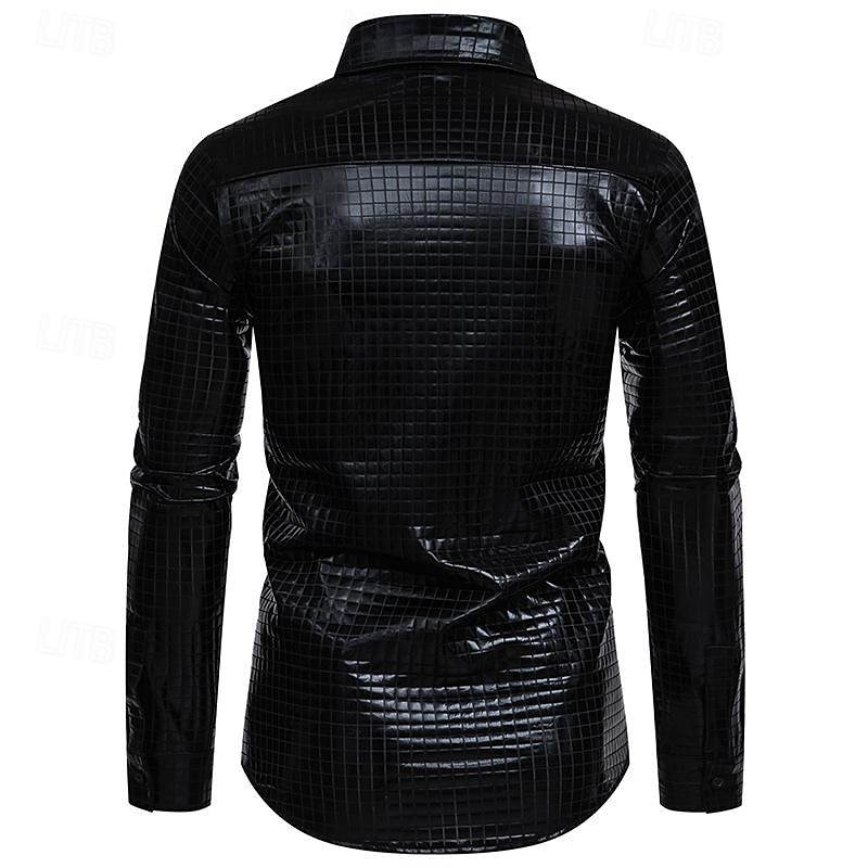 Disko 1980er Glänzend Metallisch Bluse / Hemd Maskerade Disco Kariert Herren Karnevalskostüm Maskerade Party / Abend Pride Parade Pride-Monat Erwachsene Hemd 2025 - $32.99 –P7