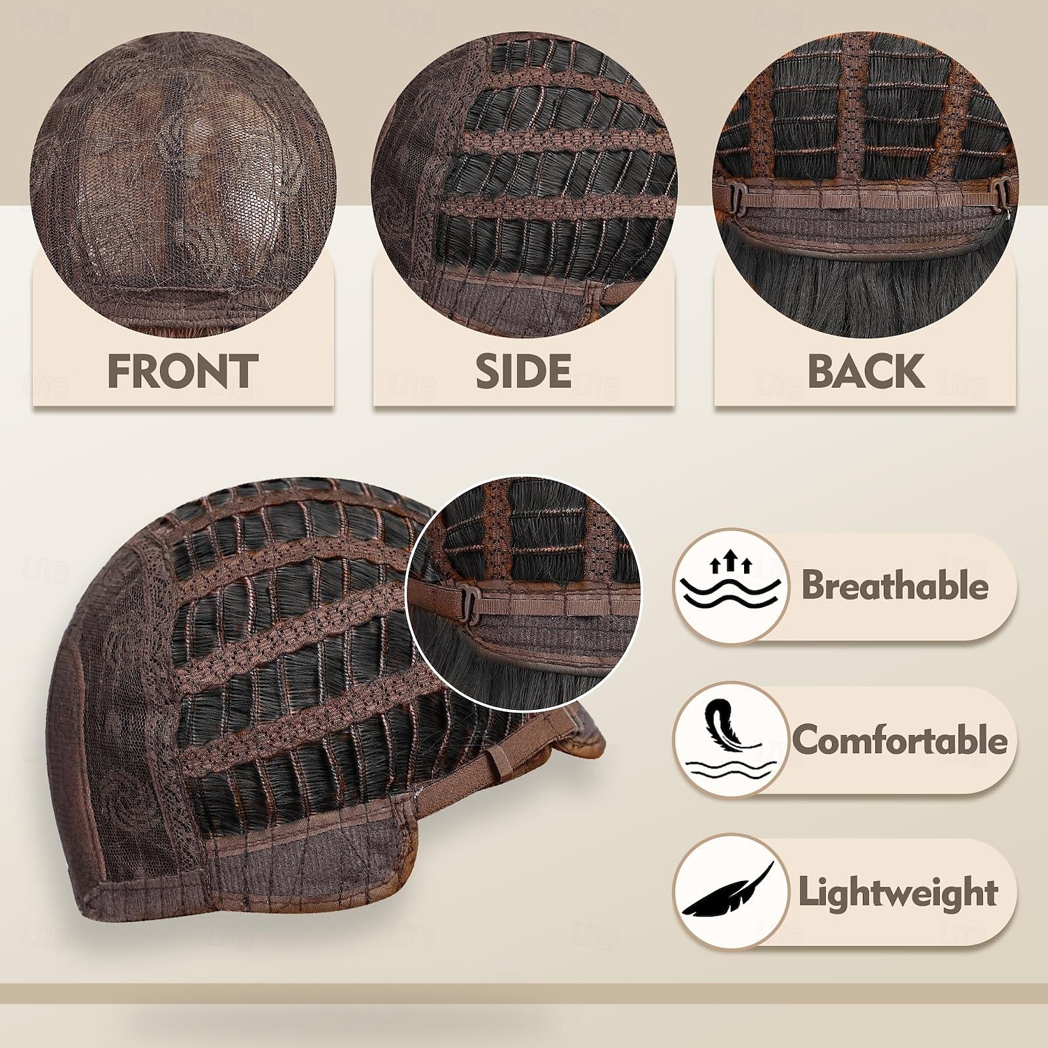 Perruques courtes bouclées avec frange, perruques ondulées pour femmes, perruques blondes synthétiques résistantes à la chaleur, longueur d'épaule, aspect naturel, ombre marron clair de 2025 ? $17.49 –P5