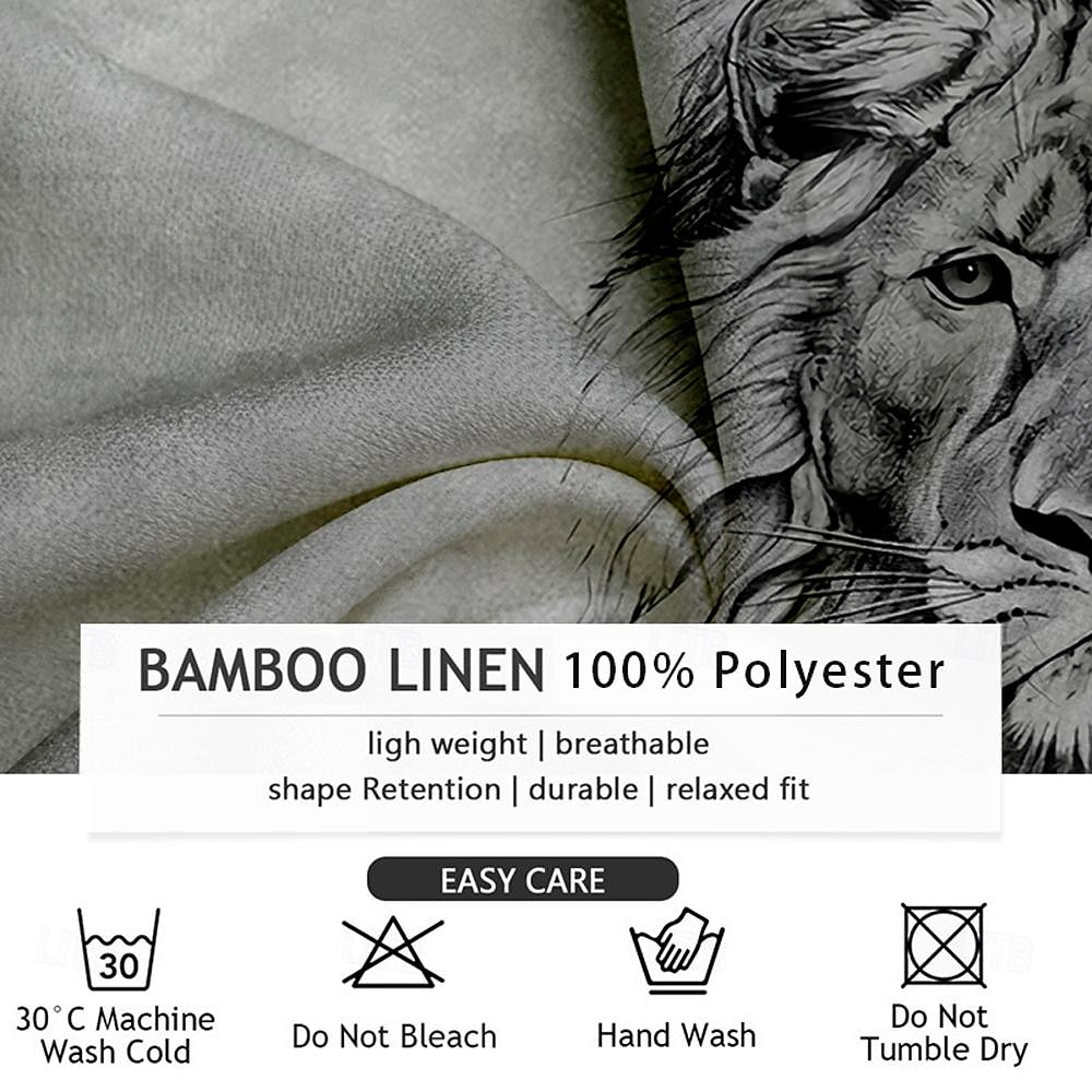 Men's Lion Shirt Button Up Shirt Long Sleeve Vintage Casual Daily Holiday Summer Spring Standing Collar Button Up 3D Print Blue Brown Gray 2025 - $24.99 –P5