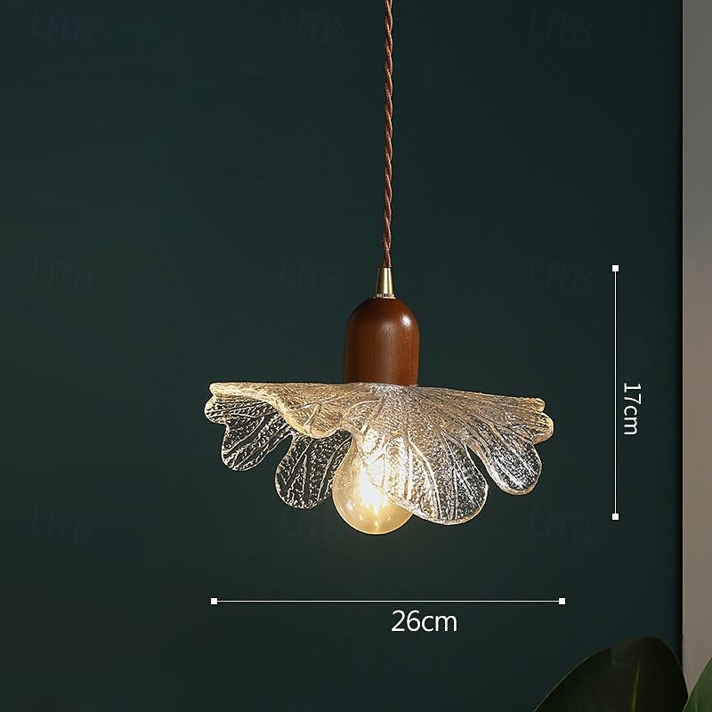 luminária pendente led branco quente 1 luz 7w moderno vidro com nervuras design de folha de lótus e26/e27 lustre com cabo ajustável luminária pendente de teto para quarto sala de estar cozinha de 2025 por $143.99 –P5