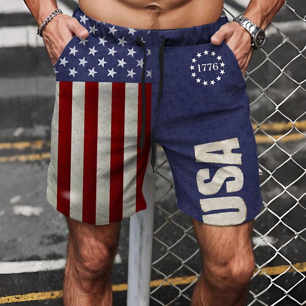 Men's Flag American Flag National Flag Swim Trunks Board Shorts Shorts Mid Waist Fashion Streetwear Designer Casual Daily Holiday Pocket Drawstring Elastic Waist Designer Clothing Apparel 2025 - $19.99 –P1
