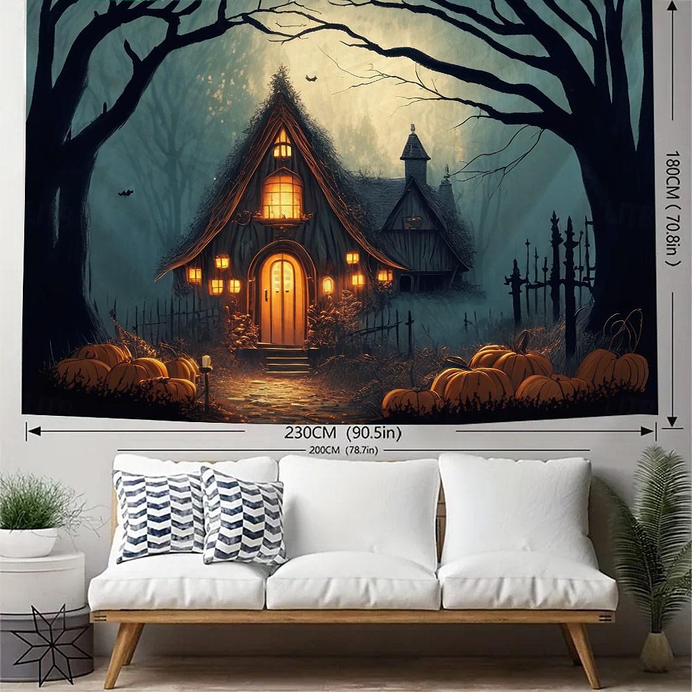 Halloween Creepy Forest Hanging Tapestry Wall Art Large Tapestry Mural Decor Photograph Backdrop Blanket Curtain Home Bedroom Living Room Decoration Glommy Ghost Graveyard 2025 - $13.99 –P5