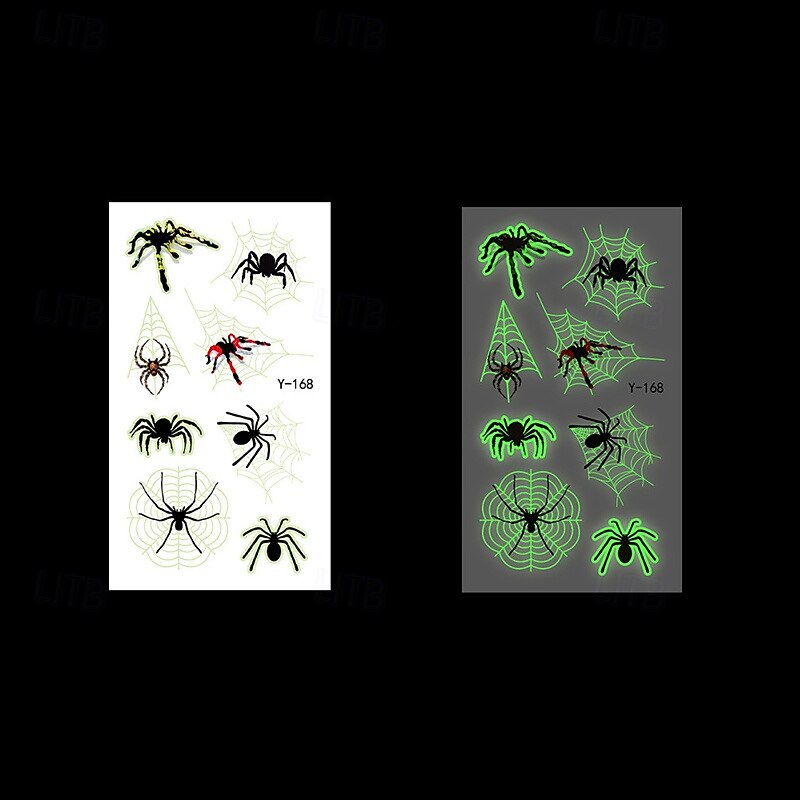 Autocollants de tatouage lumineux en toile d'araignée d'halloween, 10 pièces, autocollants de visage de fête de festival lumineux de dessin animé de 2025 ? $14.49 –P8