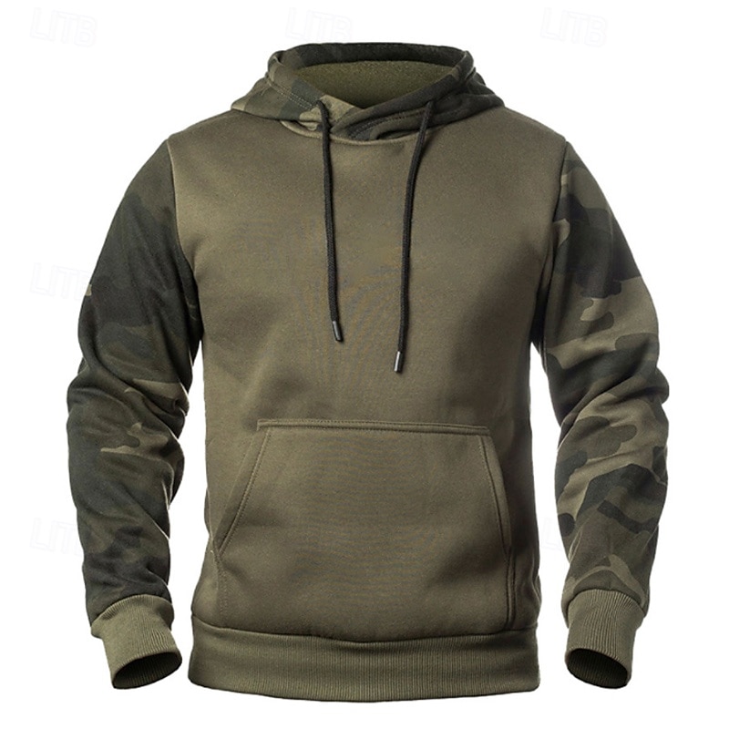 Hombre Sudadera Negro Verde Ejército Caqui Con Capucha Bloque de color Color Camuflaje Retazos Bolsillo Deporte Diario Festivos Ropa de calle Básico Casual Primavera & Otoño Ropa Sudaderas con capucha 2025 - $23.99 –P7