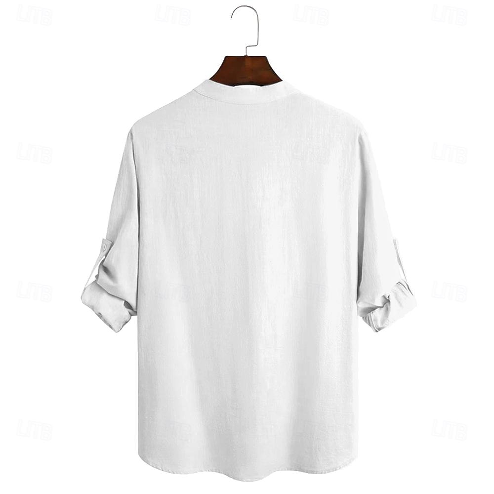 Per uomo Camicia Camicia con bottoni Camicia Henley Manica lunga Tribale Moda Casual Da mare Casual Informale Estate Primavera & Autunno Alla coreana A fascia Bottoni Stampa Bianco Blu Verde del 2025 a $26.99 –P2