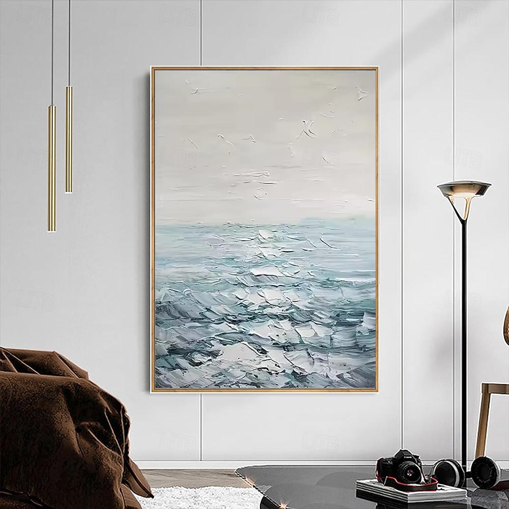 ручная работа картина маслом холст стены искусства украшения абстрактный океан морская волна пейзаж для домашнего декора свернутая бескаркасная нерастянутая картина 2025 - $40.99 –P6
