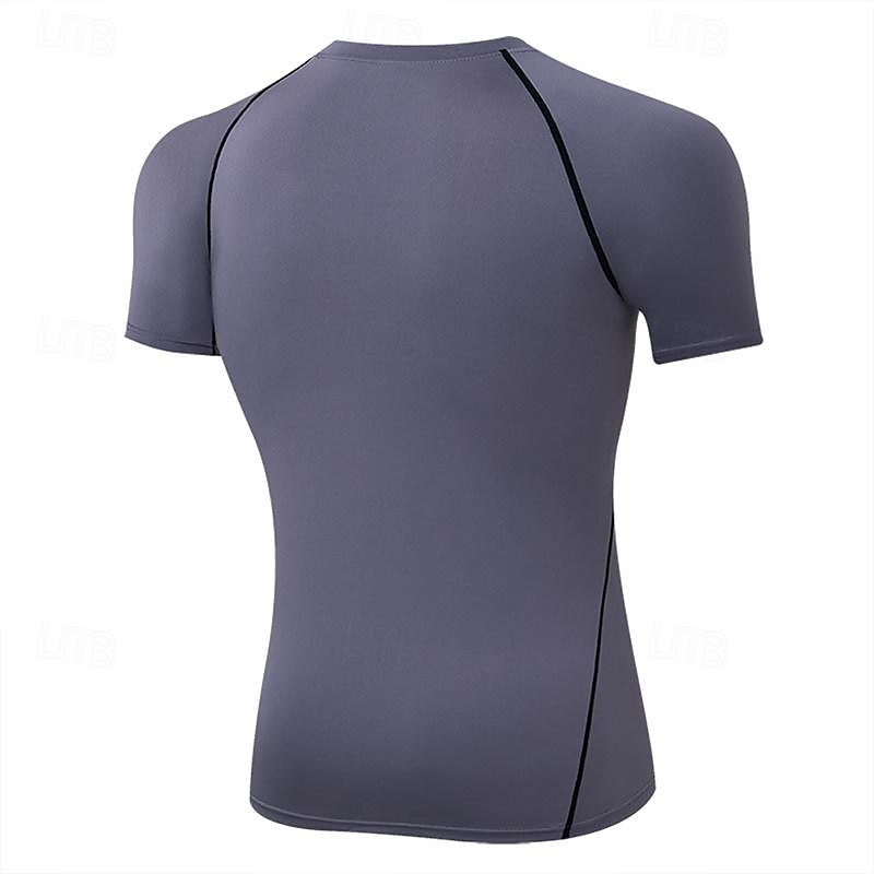 Men's Compression Shirt Athletic Shirt Gym Shirt Fitness Shirt Short Sleeve Tee Tshirt Casual Athleisure Breathable Quick Dry Soft Fitness Gym Workout Running Sportswear Activewear Black White Red 2025 - $12.39 –P2