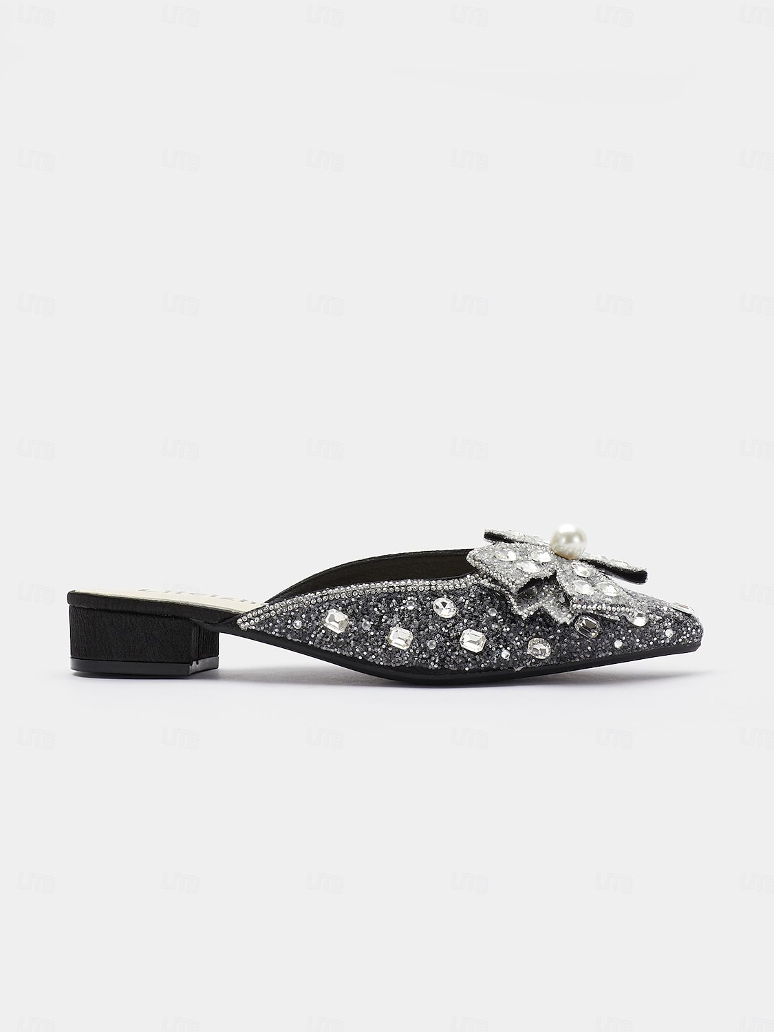 Damen Mules Bling-Bling-Schuhe Glitzer Kristall Pailletten Juwelen Party Kristall Flacher Absatz Spitze Zehe Elegant Modisch Mikrobielles Leder Halbschuhe Mandelfarben Schwarz 2025 - $42.99 –P2