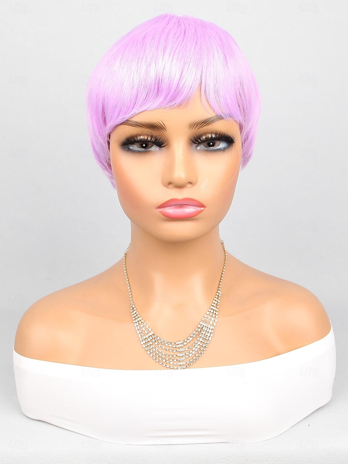 Synthetische Perücken Natürlich gerade Gerader Pony Perücke 8 Zoll A1 Synthetische Haare Damen Lila 2025 - $18.49 –P2