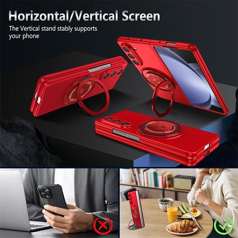 Phone Case For Samsung Galaxy Z Fold 7 Z Fold 6 Z Fold 5 Magnetic Adsorption with Stand Holder Support Wireless Charging Shockproof PC 2025 - $20.99 –P4