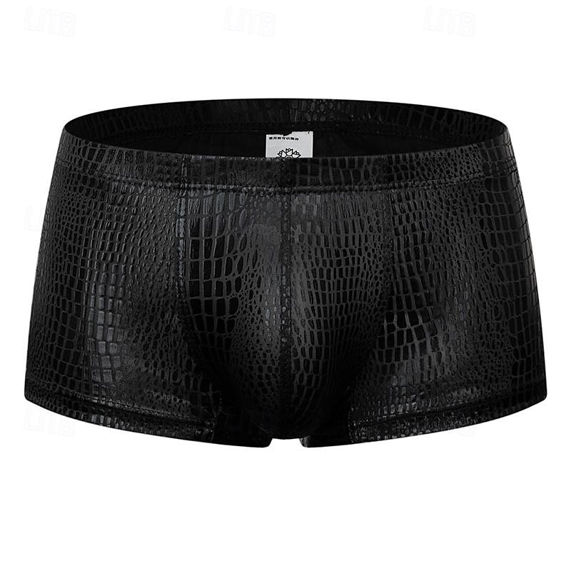 Per uomo 1 pc Boxer Poliestere Traspirante Morbido Comodo Pelle di serpente A vita medio-alta Argento Nero del 2025 a $8.49 –P6