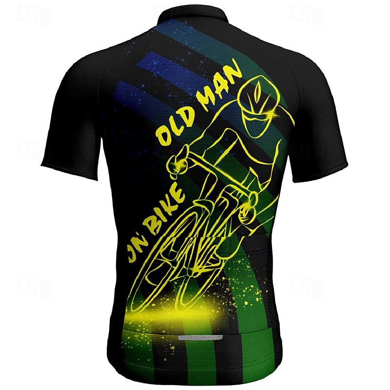 2025年 男性用 サイクリングジャージー 半袖 バイク Tシャツ ジャージー トップス 3つのリアポケット付き マウンテンサイクリング 高通気性 速乾性 イエロー グリーン グラフィック スポーツ 衣類 コレクション – $30.99 –P6