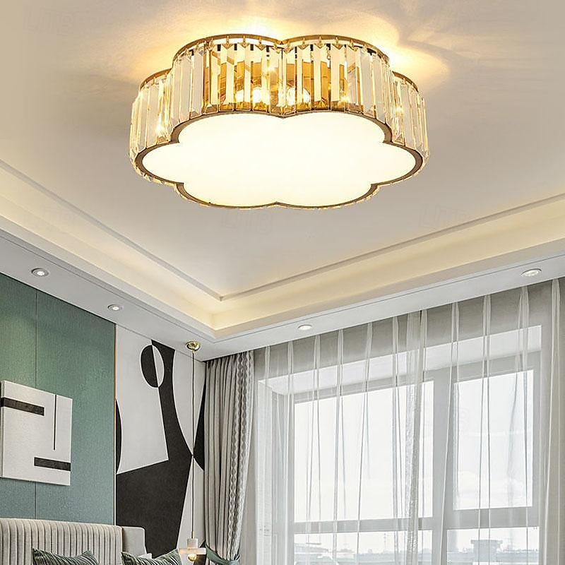 plafoniere a led plafoniera in cristallo sorgente luminosa a 3 colori 30/40 / 50cm fiore a 3 luci montaggio ad incasso dimmerabile moderno stile nordico cristallo metallo e27 per camera da letto del 2025 a $136.99 –P9