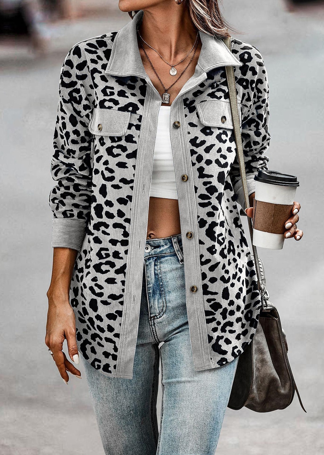 Dam Kappa Utomhus Gata Dagligen Vår Höst Normal Täcka Normal Vindtät Andningsfunktion Stylish Ledigt Gatustil Jacka Långärmad Leopard Mönster Armégrön Grön Aprikos 2025 - $41.99 –P7