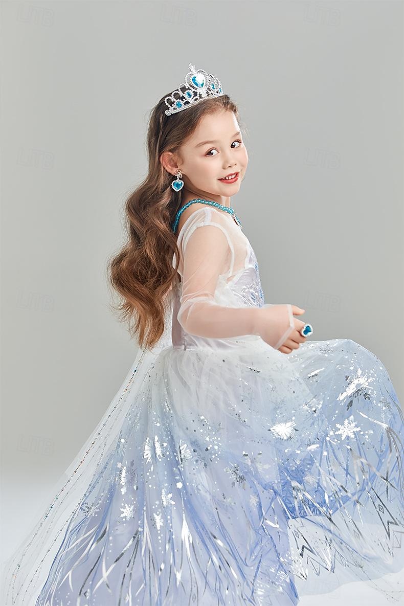 Ledové království Pohádka Princeznovské Elsa Květinové šaty Téma Party Kostým Tylové šaty Sladká Lolita Filmové kostýmy for Dívčí Děti Karneval Večírek 2025 - $38.99 –P1