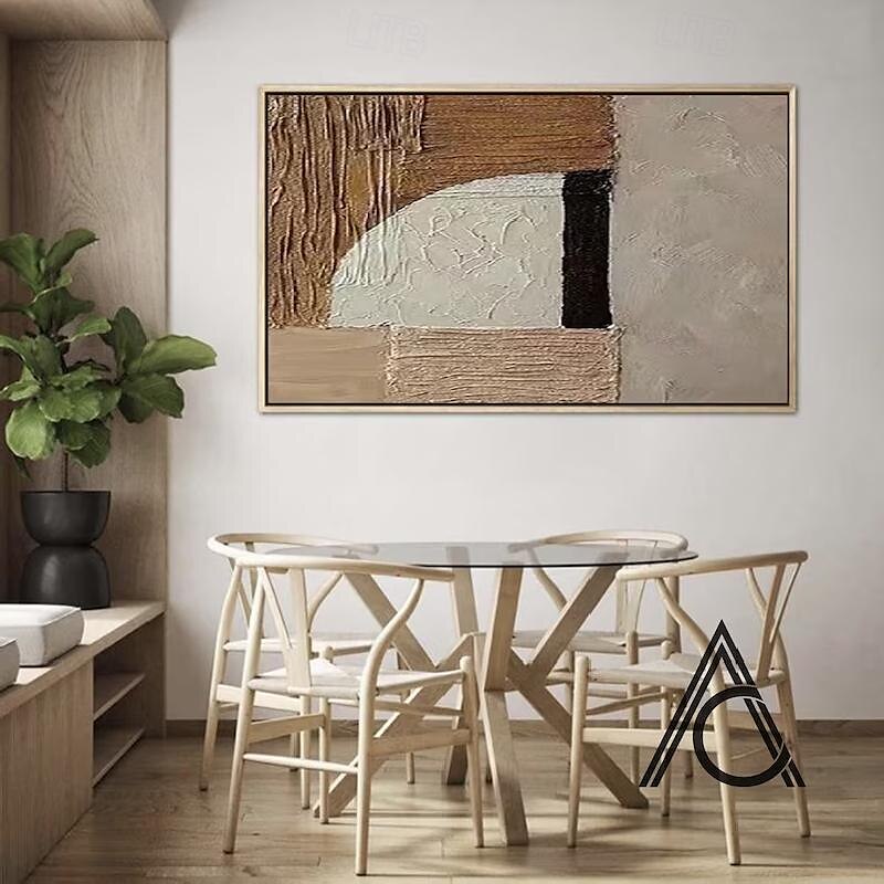 beige braun Malerei handgemachte braun Wabi Sabi Kunstwerk Ölgemälde handgemalt strukturierte Ölgemälde beige Ölgemälde braun abstrakte Leinwand Kunst moderne horizontale Dekor Kunst 2025 - $116.99 –P6