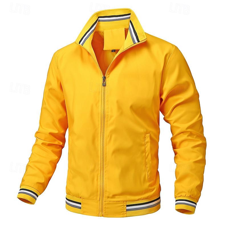 Per uomo Giacca leggera Giacca bomber Giornaliero Da mare Tasche Primavera & Autunno Liscio Di tendenza Classico Bavero Standard Nero Bianco Giallo Verde chiaro Blu scuro Giacca del 2026 a $28.99 –P5