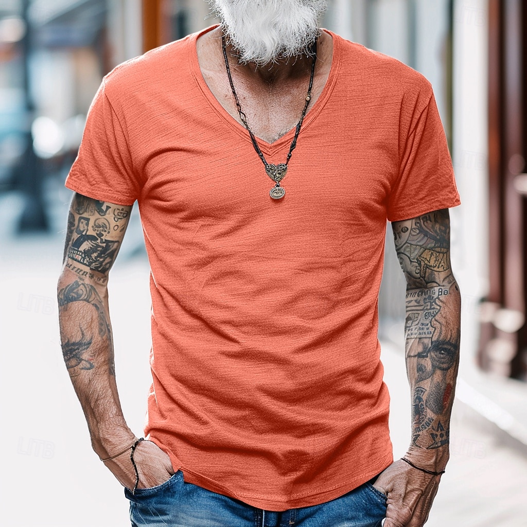 Per uomo Maglietta Maglie traspiranti Manica Corta Scollo a V Semplice Sport Essenziale Casual Morbido Casa Streetwear Casual Esercito verde blu navy Nero Maglietta Top per Uomo del 2025 a $13.99 –P9