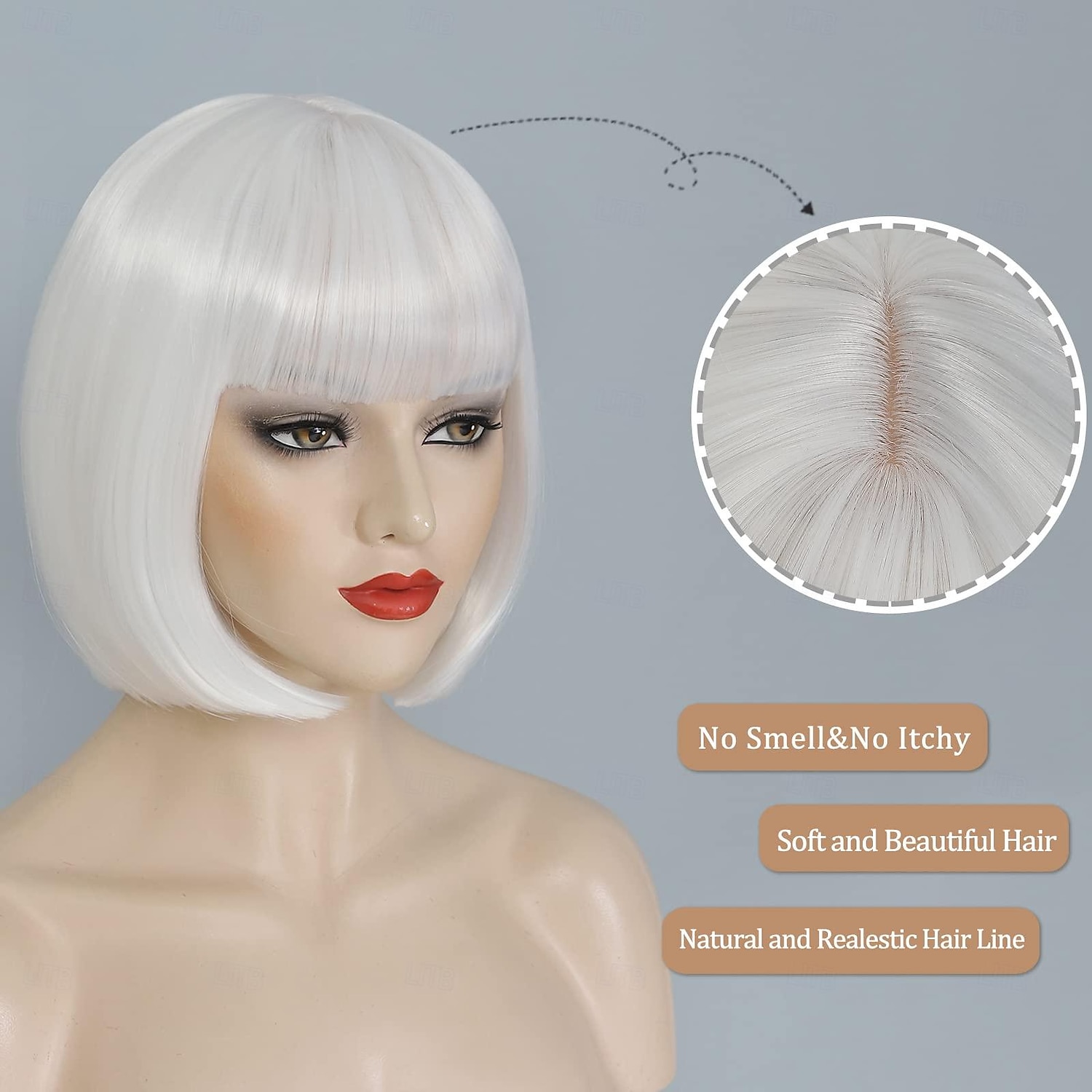Bob Peruc Met Pony Korte Witte Bob Perücken Voor Vrouwen Rechte Bob Pony Peruc 10 Inch Hittebestendig Synthetisch Haar Natuurlijke Uiterlijk Voor Dagelijks Feestgebruik Halloween Perücken 2025 - $18.49 –P8