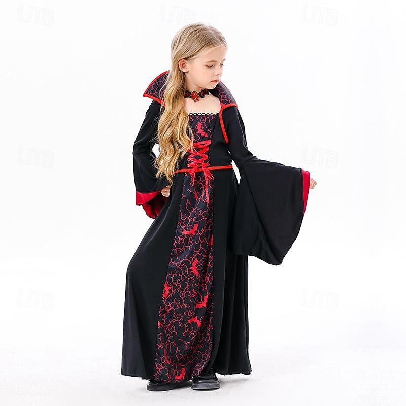 Robe Noire Femme Déguisement Carnaval Avec Bas Et Collier - Costume Élégant Cosplay