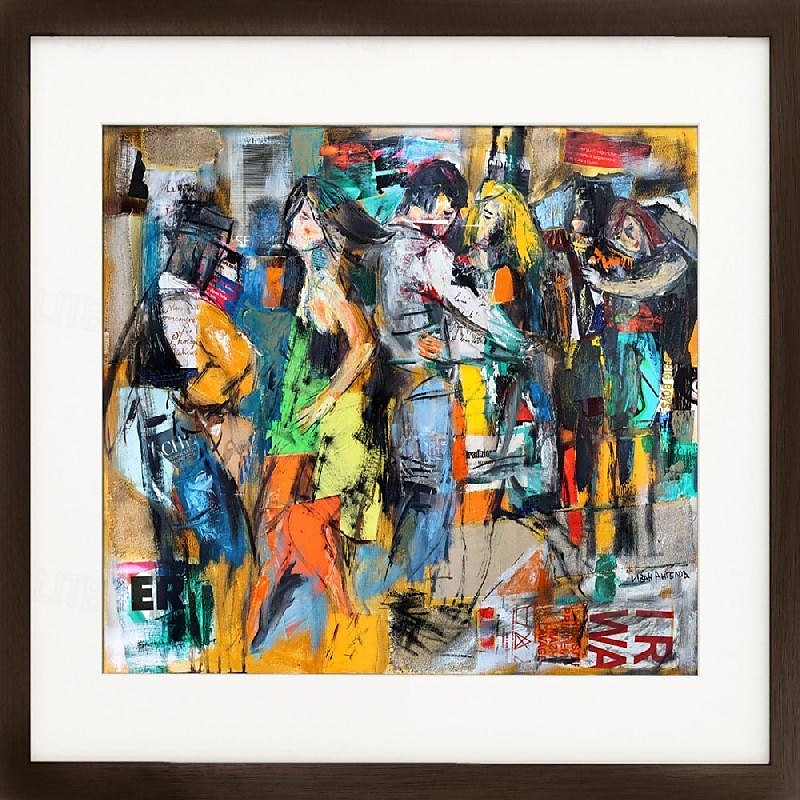 2025年 大きな抽象キャンバス画、大きな手作りの壁アート、具象画、カラフルな壁アート、抽象人物油絵、手作りのポップアート油絵、プリントコラージュアート油絵  コレクション – $175.99 –P2