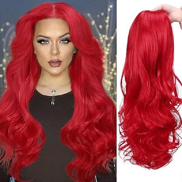 Perruques longues ondulées longue perruque bouclée pour femmes partie centrale look naturel cheveux synthétiques Halloween cosplay soirée de 2025 ? $18.99 –P4