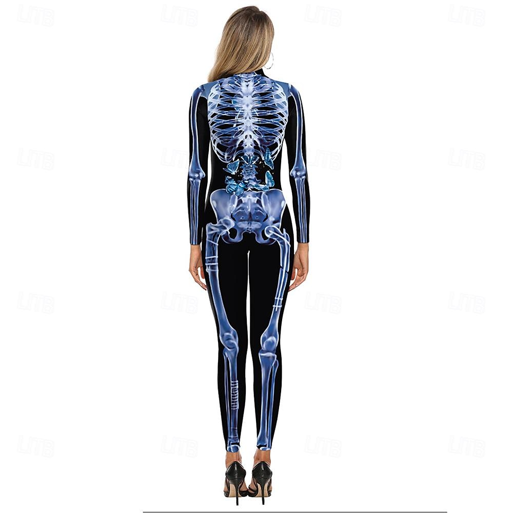 Couples Halloween Carnival muscle skeleton frame horror digital print parade party performance costume 2025 - $32.99 –P5
