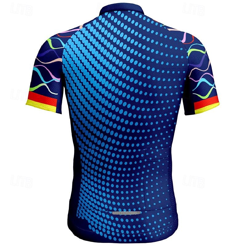 Men's Cycling Jersey Color Block Geometic Short Sleeve Bike Tee Tshirt Jersey Top with 3 Rear Pockets Mountain Bike MTB Quick Dry Breathable Sports Red Navy Blue Blue Clothing Apparel 2026 - $30.99 –P8