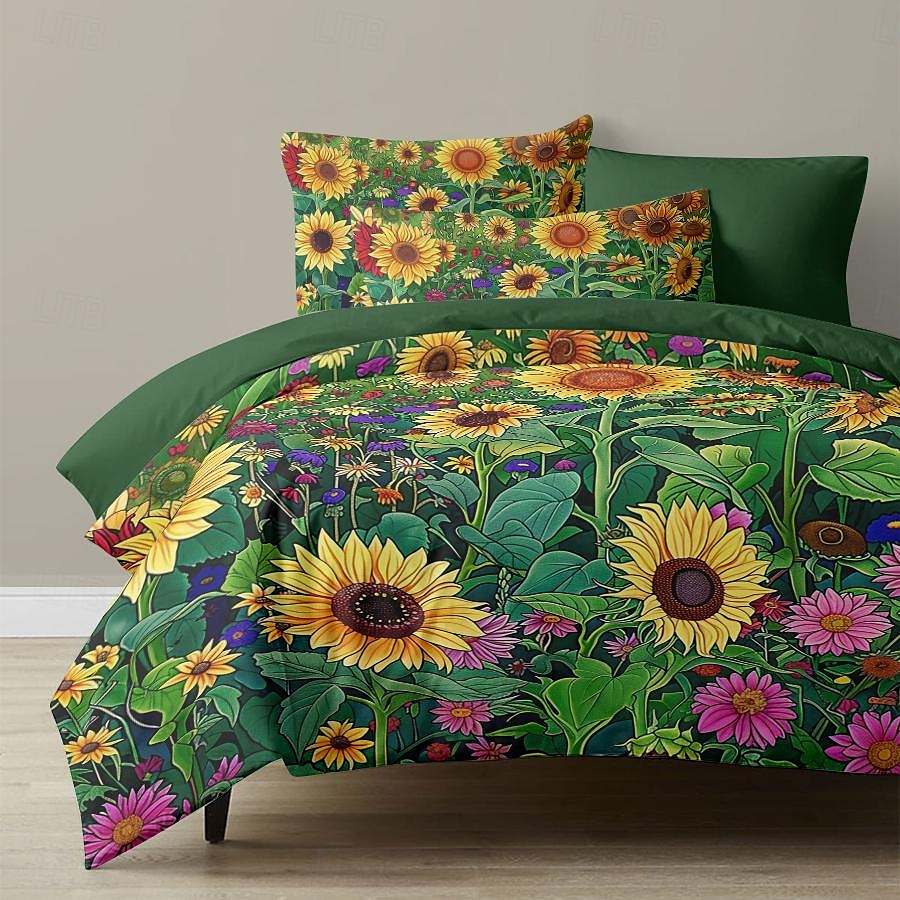 set copripiumino floreale botanico - include copripiumino e federe - design elegante e ispirato alla natura - tessuto morbido e confortevole - perfetto per l'arredamento della camera da letto del 2025 a $68.99 –P3
