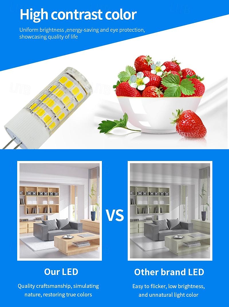 6шт G4 светодиодные двухконтактные лампы 240люмен 5Вт 52светодиодные бусины smd 2835 теплый белый белый 220В 2026 - $11.99 –P4