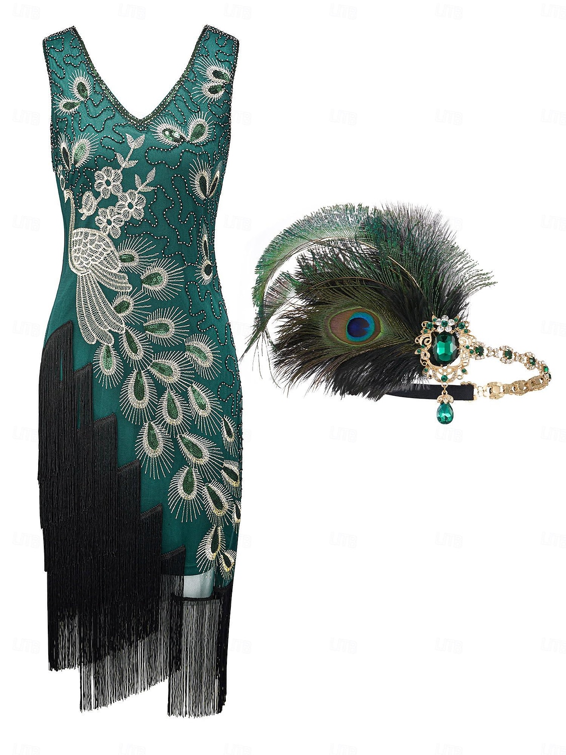 Retró Ordító 20-as évek 1920-as évek Flapper ruha Flapper fejpánt A nagy Gatsby Flapper lány Esküvői Vendég Flitter Rojt Toll Jelmez Női Menyegző Ruha Klub Felnőttek Ruha Fejfedők Hazatérő ruhák 2025 - $54.99 –P7