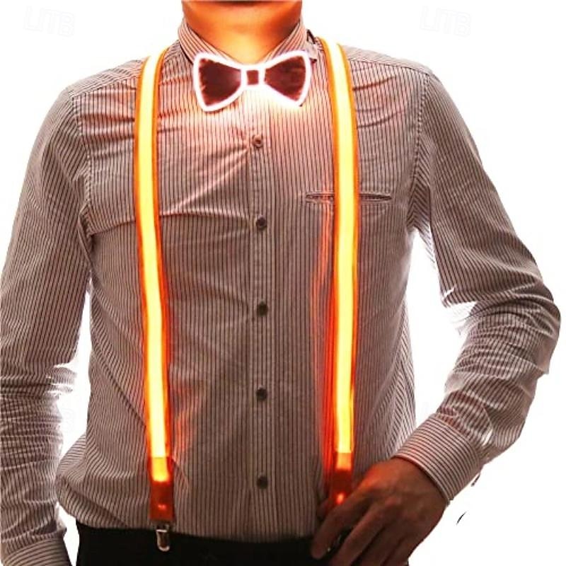 1 conjunto de gravata borboleta com led brilhante, conjunto para festa masculina, halloween, natal, casamento, festival, bar, decoração de festa de 2025 por $19.99 –P8