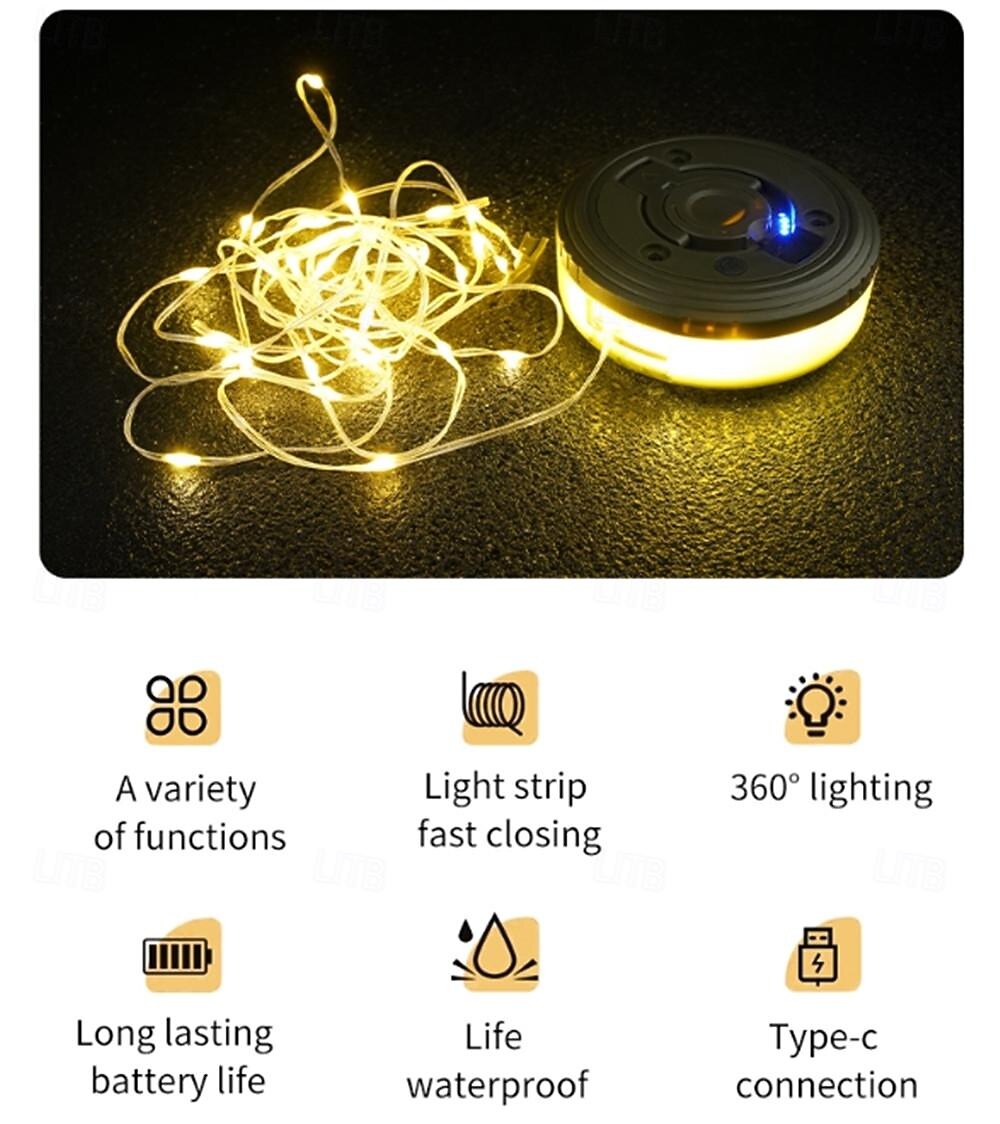 2025年 2-in-1 キャンプ ライト LED リール ストリング ライト 屋外 キャンプ ランプ リサイクル可能 LED 雰囲気 ライト ガーデン テント ルーム 装飾用  コレクション – $37.99 –P3