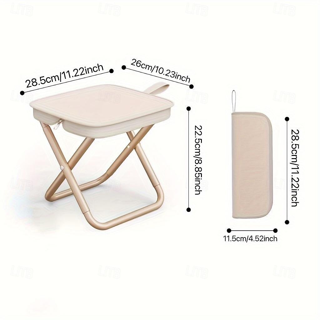 Compact Square Iron Folding Stool Collapsible Stool Adjustable Zipper Portable, Lightweight, and Durable for Outdoor Camping, Fishing, and Backpacking - Easy to Carry and Store 2025 - $18.99 –P6