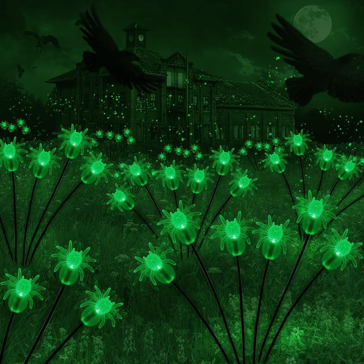 2pcs Halloween Solar Firefly Swing Spiders Light Purple Red Green Solar Outdoor Lawn Pathway Lights Waterproof Plug In the Ground Lamp Swing with the Wind for Outdoor Yard Garden Pathway Patio Decoration Lamp 2026 - $27.99 –P8