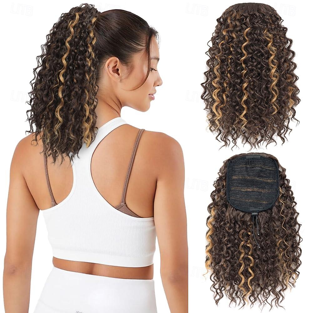 Extensão de rabo de cavalo Extensões de cabelo de rabo de cavalo com cordão de 10 polegadas para mulheres naturais preto curto rabo de cavalo encaracolado peruca falsa uso diário em festas de 2025 por $11.99 -P12