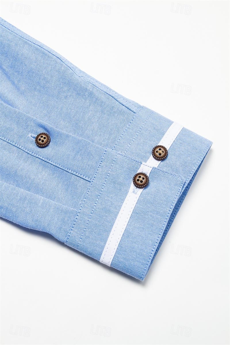 Men's Band Collar Shirt Dress Shirt Oxford Shirt Solid / Plain Color Wedding White Blue Gray Light Blue Long Sleeve Standing Collar Spring &  Fall Clothing Apparel 2025 - CAD $30.99 –P2