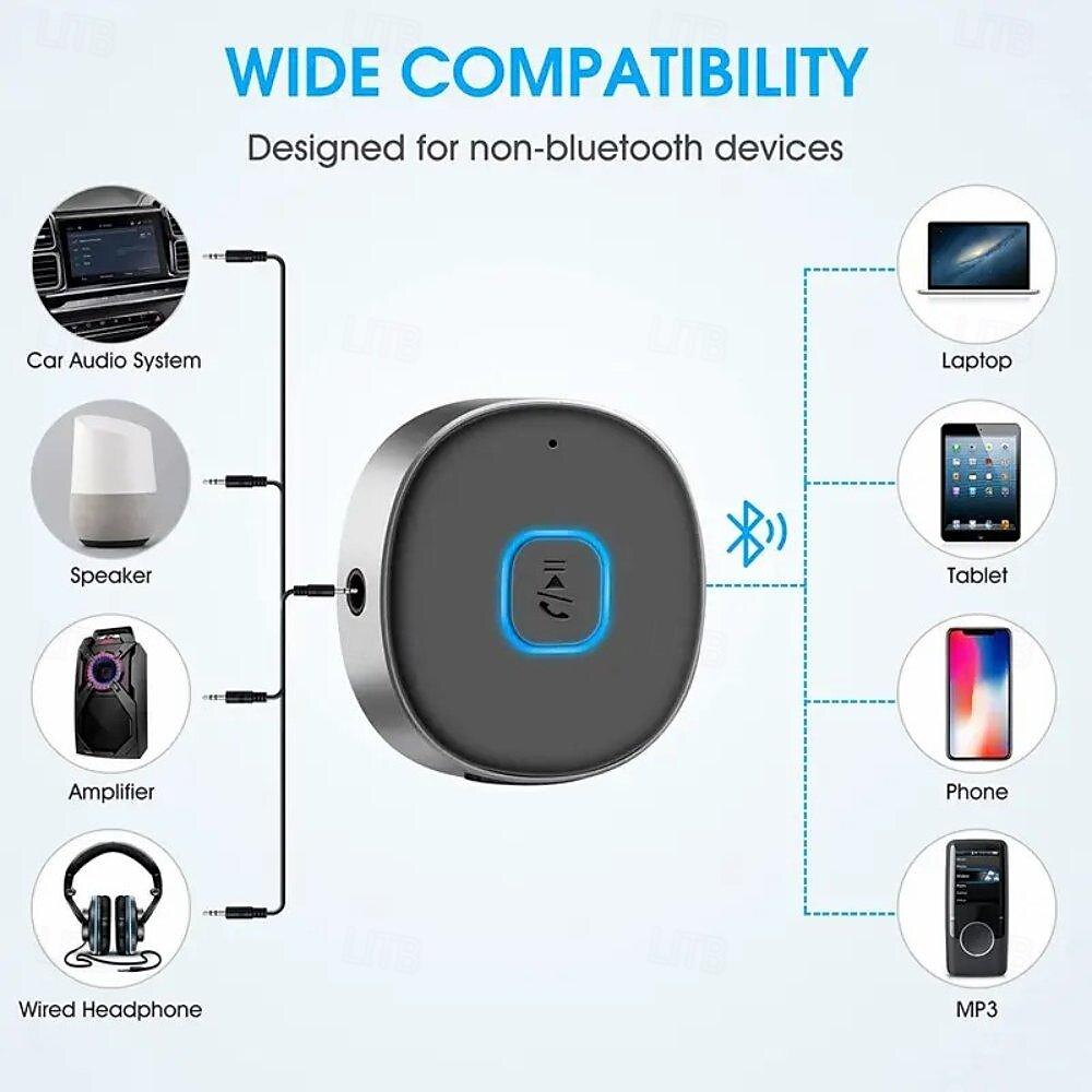 Адаптер AUX Bluetooth Беспроводной адаптер Bluetooth 5.0 с микрофоном для громкой связи в автомобиле 3,5 мм 2025 - $22.99 –P6