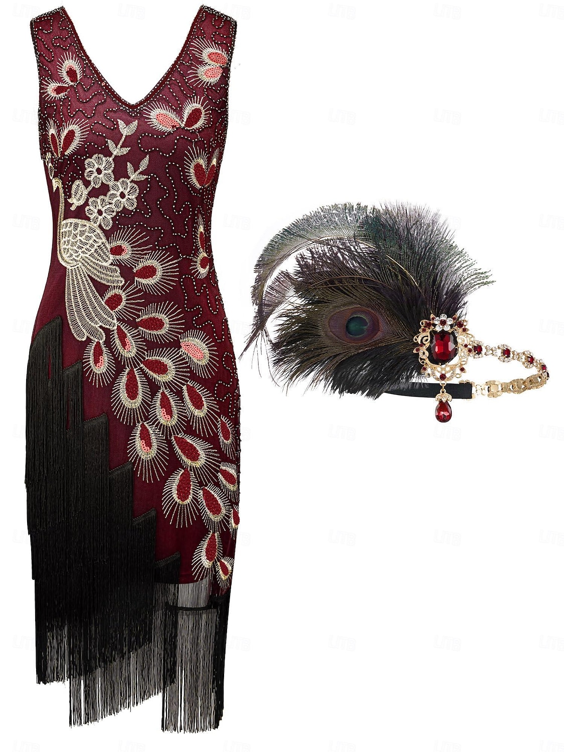 Retró Ordító 20-as évek 1920-as évek Flapper ruha Flapper fejpánt A nagy Gatsby Flapper lány Esküvői Vendég Flitter Rojt Toll Jelmez Női Menyegző Ruha Klub Felnőttek Ruha Fejfedők Hazatérő ruhák 2025 - $54.99 –P6