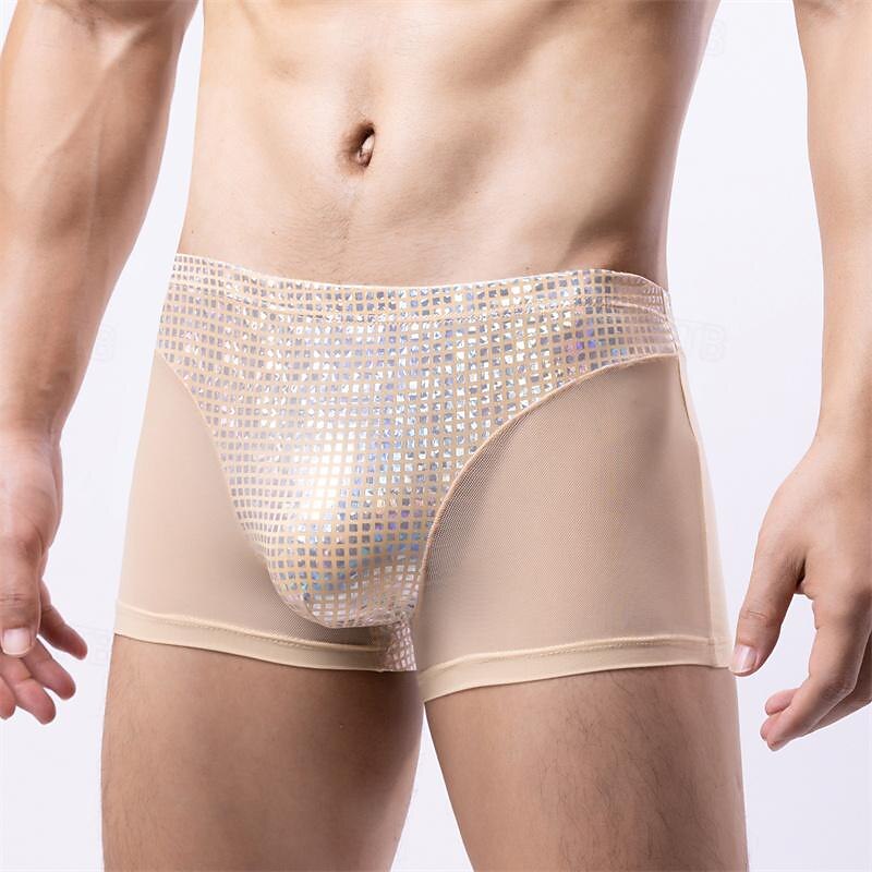 Men's 1 PCS Boxers Underwear Boxer Shorts Patchwork Polyester Breathable Soft Comfortable Plaid Color Block Mid Rise Black White 2025 - $8.99 –P10