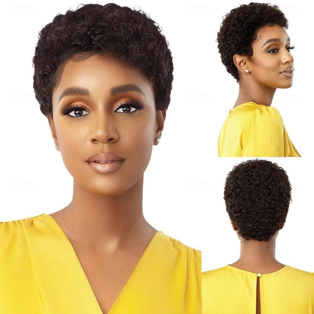 kort krullend menselijk haar pruiken voor vrouwen 100% Braziliaanse maagd kort menselijk haar pixie-cut pruiken korte bob krullend niet-kant menselijk haar pruiken 2025 - $47.99 –P1