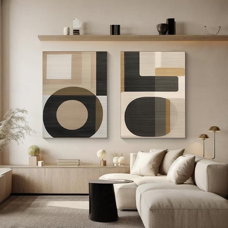 grote handgemaakte wandkunst schilderij wabi-sabi wandkunst bruin modern abstract schilderij op canvas minimalistische kunst zwart en beige kunst woonkamer decor 2025 - $116.99 –P3