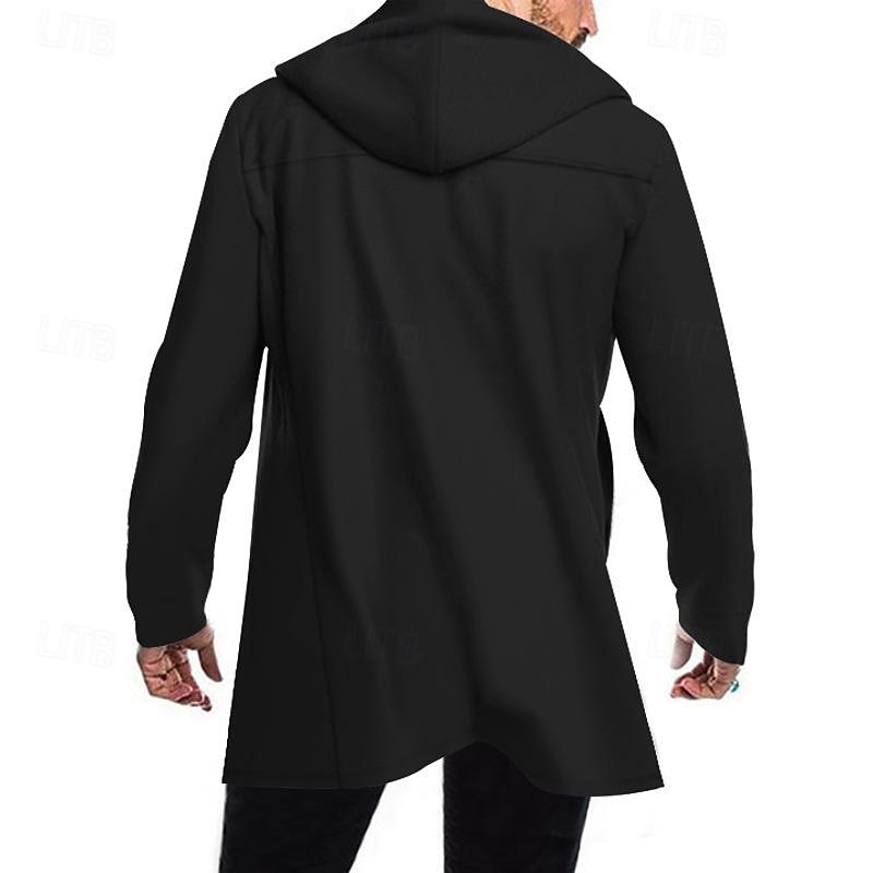 Hombre Peacoat Gabardina Vacaciones Diario Otoño invierno Elastán Suave Ropa de calle Ropa Moda Clásico Plano Bolsillo Con Capucha Botonadura Doble 2025 - $35.99 –P18