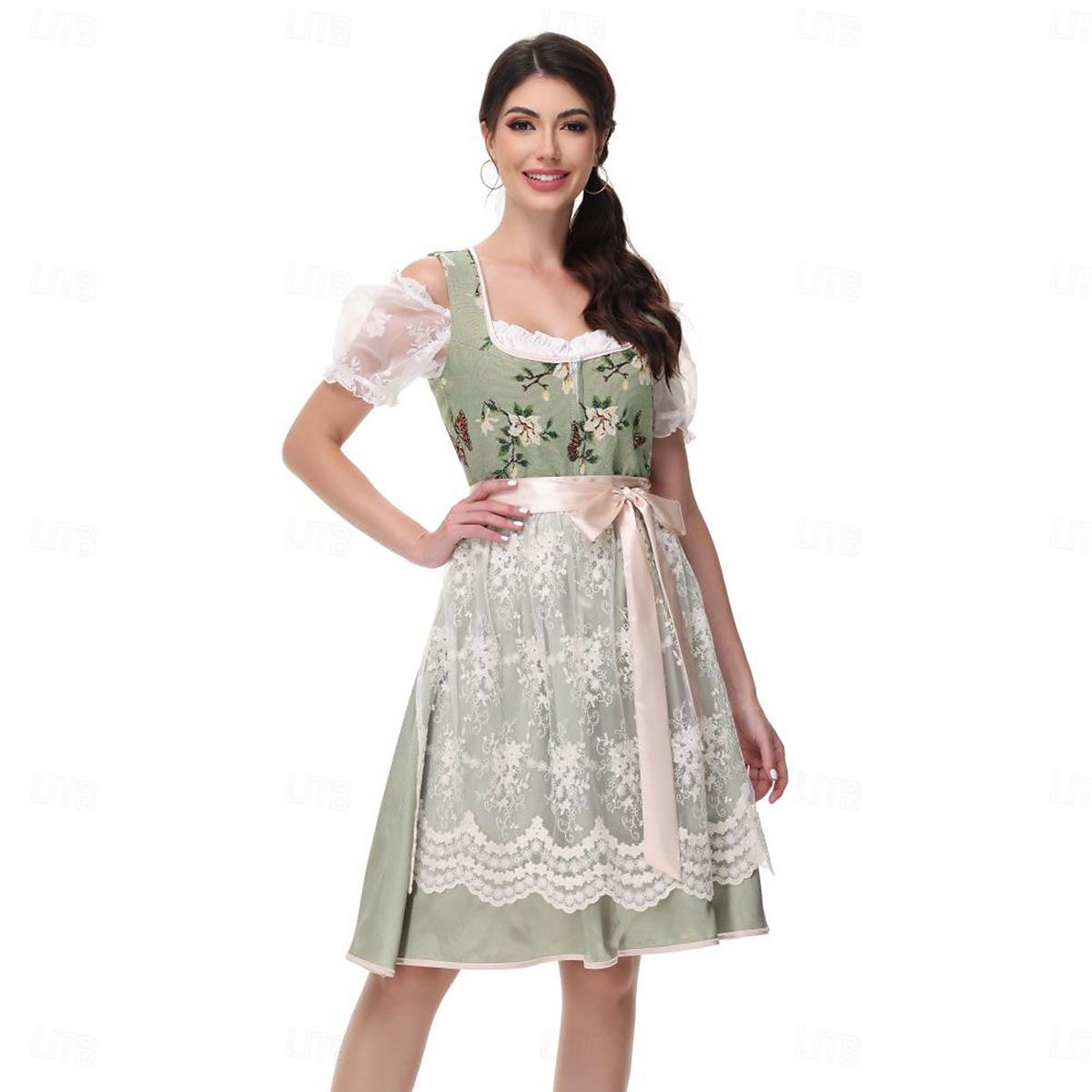 Női Karneváli Oktoberfest Sör Jelmez Dirndl Trachtenkleider Szobalány Német München Wiesn Hagyományos Stílusú Ruhával Oktoberfestre 2025 - $55.99 –P11