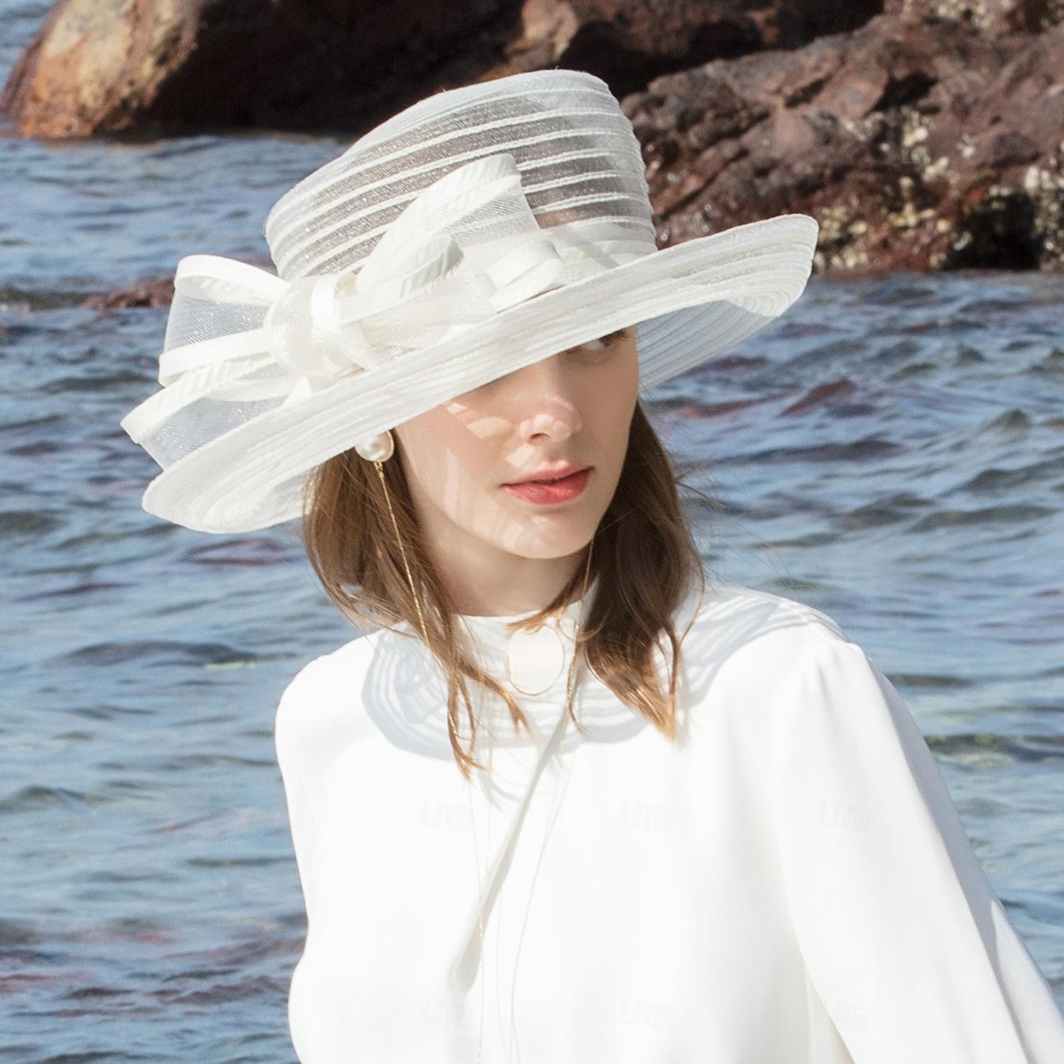chapeaux fibre seau chapeau disquette chapeau chapeau de soleil mariage décontracté élégant mariage avec nœud papillon casquette casque chapeaux de 2025 ? $48.99 –P13