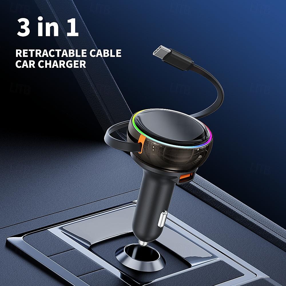 מטען לרכבל נשלף 3 ב-1 עם תחנת מטען רב USB ניתנת להרחבה עם כבל 3 יציאות 2025 - $35.99 –P1