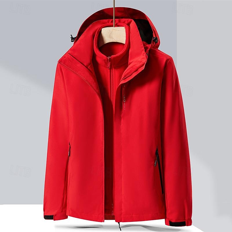 Voor heren Softshell jas Wandeljack Regenjack Hardshelljack Buitenshuis Thermisch Warm Winddicht Waterbestendig 3-in-1 jas Windjack Reizen Zwart Rood Donkerblauw Grijs 2025 - $53.99 –P1
