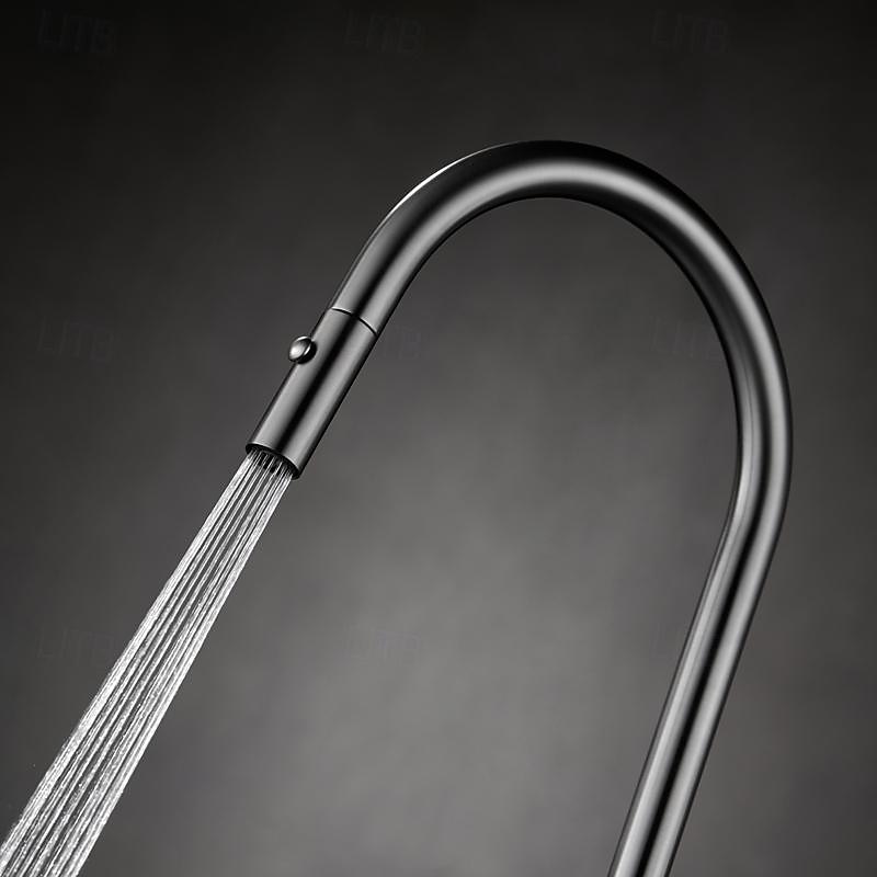 2025年 水栓 - シングルハンドルつの穴 クロム / ブラッシュドニッケル / 電気メッキ プルアウト / プルダウン / 標準スパウト / トール / ハイアーク センターセット 現代コンテンポラリー Kitchen Taps  コレクション – $210.59 –P6