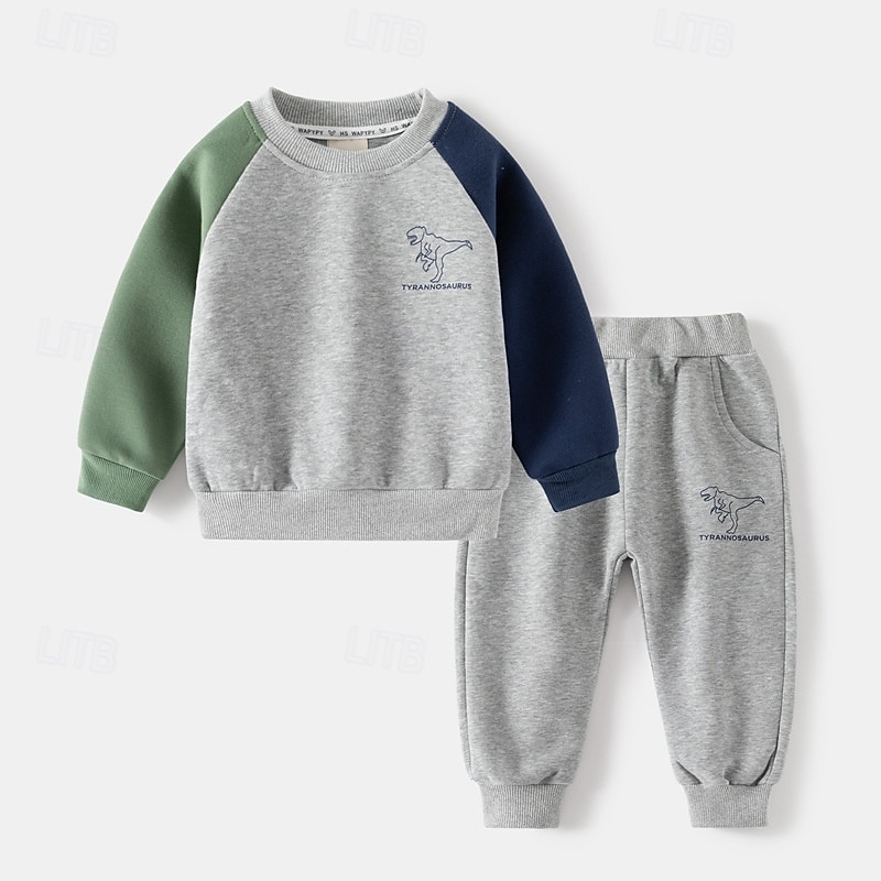 Pojkar 3D Tecknat Dinosaurie Sportdräkt Träningsoveraller Sweatshirt set Långärmad Vår Höst Dagligen Ledigt Komfort Barn 4-7 år Rund hals Utomhus Semester Sport Skräddarsydd passform 2025 - $23.99 –P3