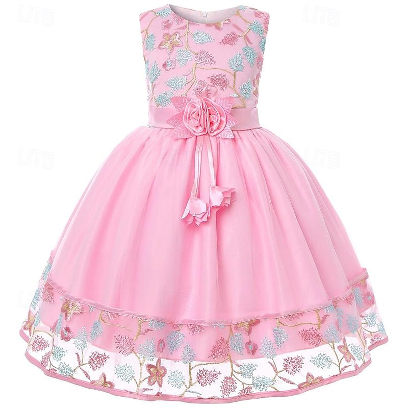 Mädchen' 3D Blume Blumenmädchen Kleid Party Kleid Ärmellos Sommer Leistung Hochzeit Party Prinzessin Schön Süß kinderkleidung 4-12 Jahre abendkleider Schaukelkleid A Linie Kleid Midi Regular Fit 2025 - $31.99 –P7